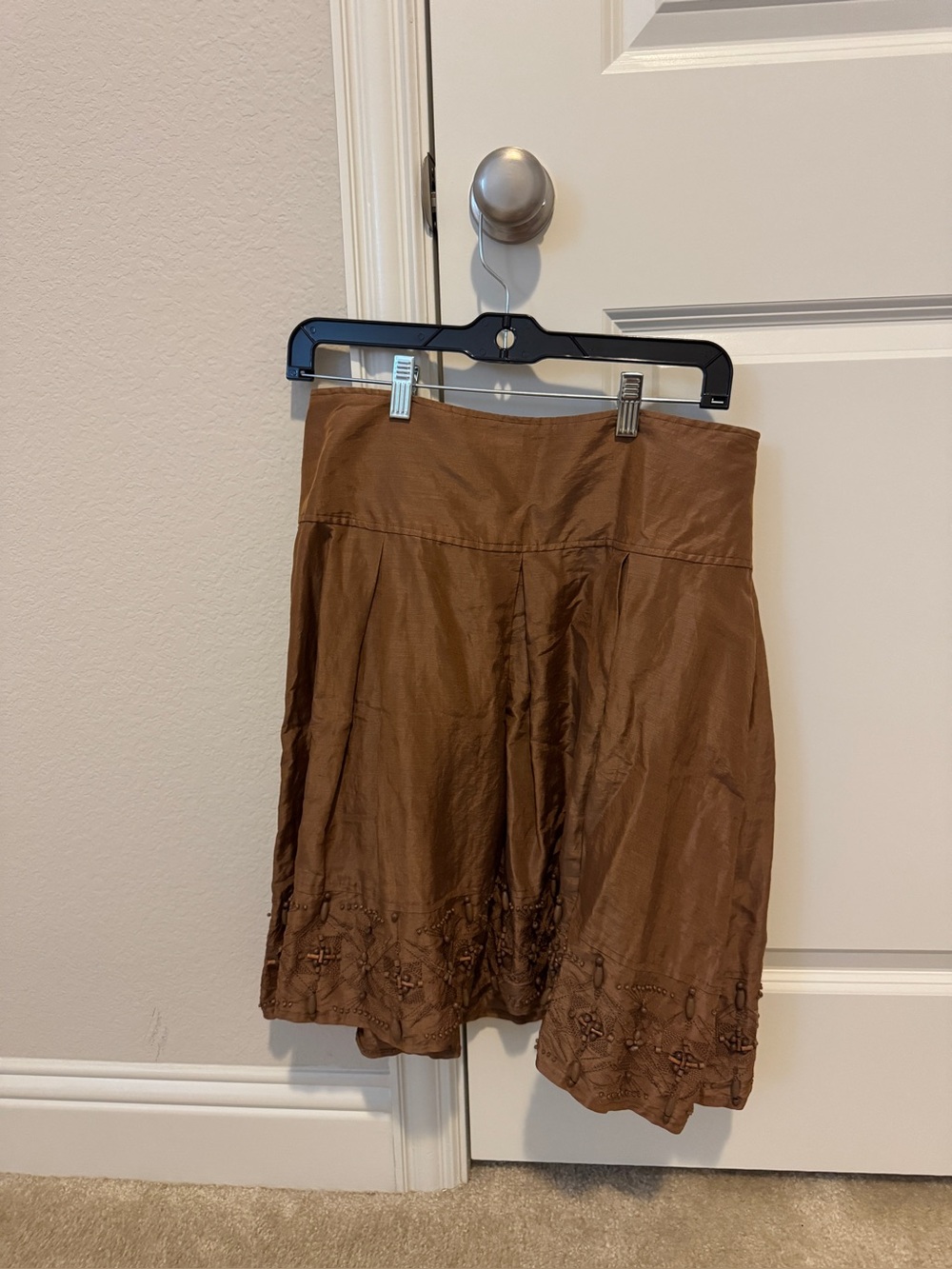 Vintage Talking French Brown Embellished A-Line Skirt size 38